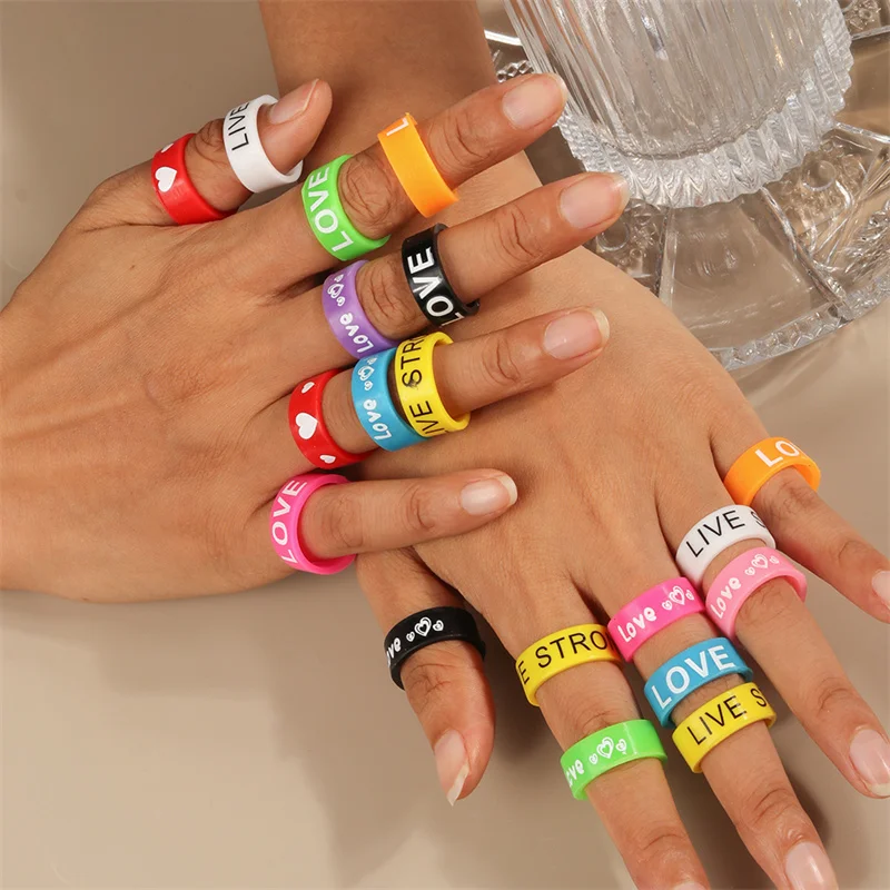 Aihua Korean Colorful Flower Ring Sets Bohemia Handmade Multi Beaded Rice Beads Finger Ring For Women Beach Jewelry Gifts