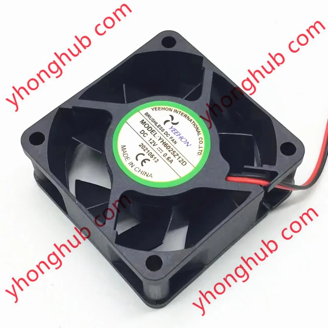 YEEHON YH6025Z12D DC 12V 0.6A 60x60x25mm 2-Wire Server Cooling Fan