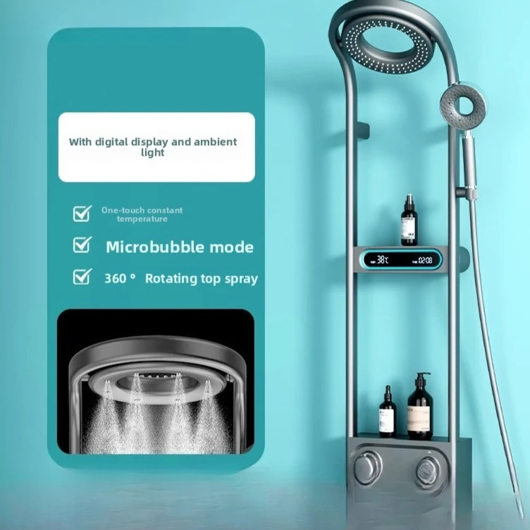 

Gun Ash Thermostatic Shower Set, Household Shower Faucet, White Pressurized Minimalist Shower