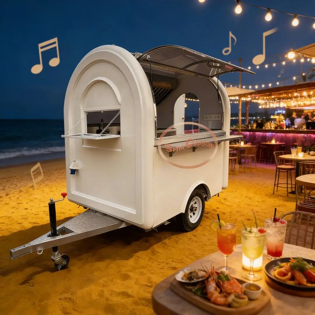 مقطورة تقديم الطعام المتنقلة من الألياف الزجاجية مع حوض المطبخ وغطاء المطبخ للمناسبات الخارجية وبائعين أطعمة الشوارع #3