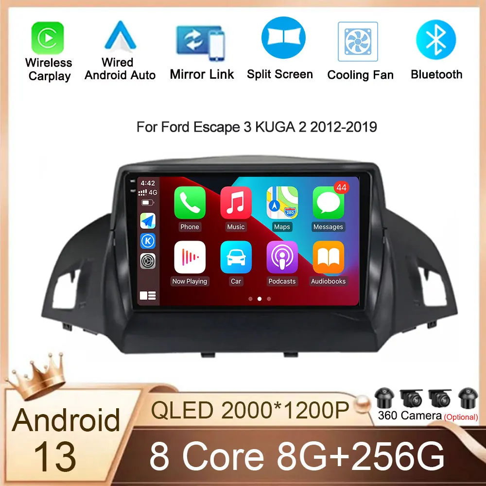 

Для Ford Escape 3 KUGA 2 2012-2019 9 дюймов Carplay Smart Stereo Android 13 Авто 360 система Радио разрешения мультимедиа Blutooth