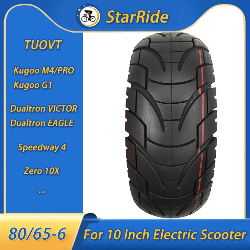 thumbnail image 2 of 2-Pack 80/65-6 Off Road Scooter Tires With Inner Tubes - 10 Inch Pneumatic Tires For Electric Scooters 2 of 5