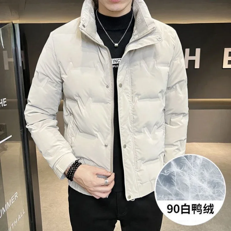 Down Jacket Men Winter Warm Down Coat Windproof Stand-up Collar Bomber Zipper Parkas Lightweight Jacket Thick Men's Clothing