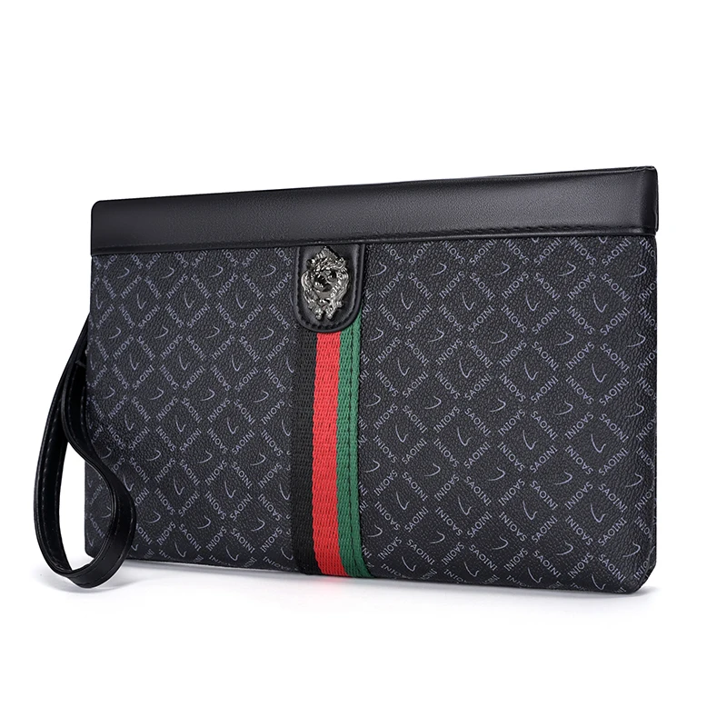 New Men Striped Checkered Clutches Bags Man Wallets Envelope Bag Purse Business Male Phone Bags Designer Men Bags Wristlets Bags