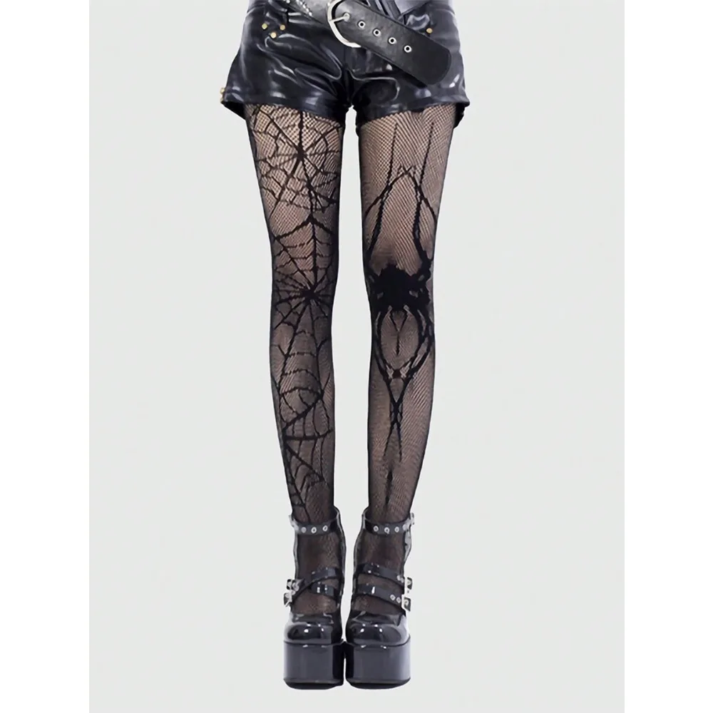 

Goth 2 Pairs Spider & Bat Design Fishnet Pantyhose, Halloween