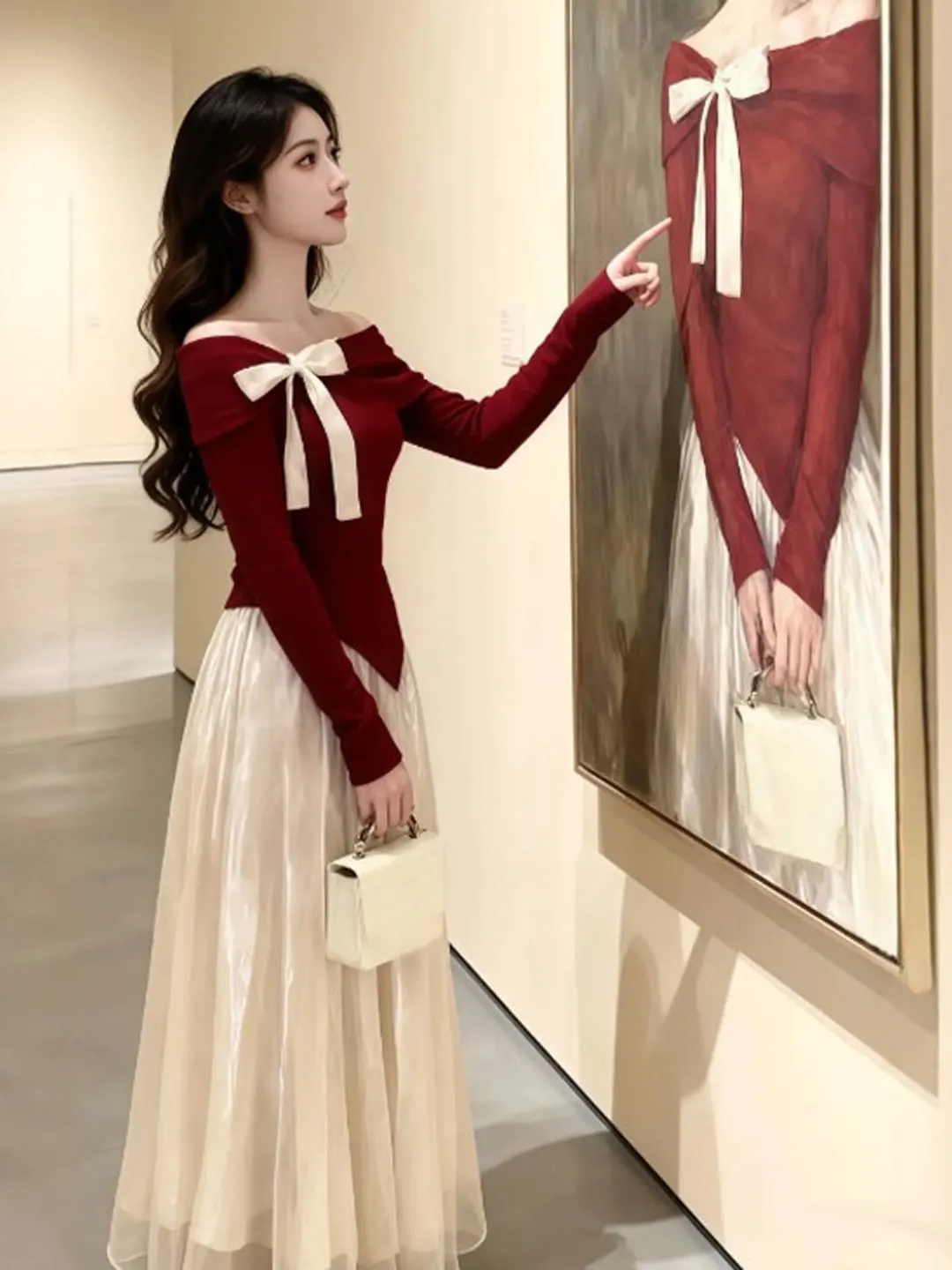 

Ретро-комплект из двух предметов: топ на одно плечо и юбка, уникальный, красивый, антивозрастной, весна 2026, модный образ