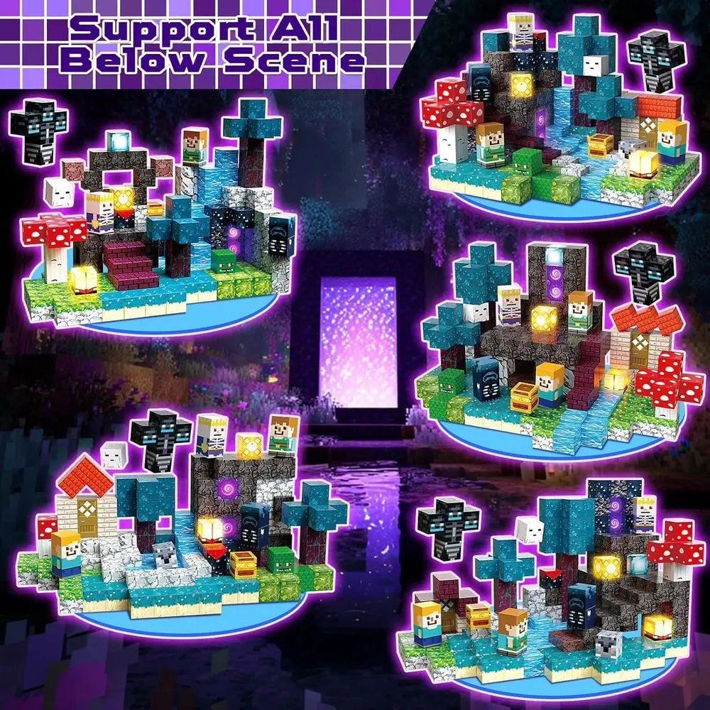 Light-Up Magnetic Building Blocks - 200 Piece STEM Toys for Kids, Sensory Learning Gifts for Ages 3+