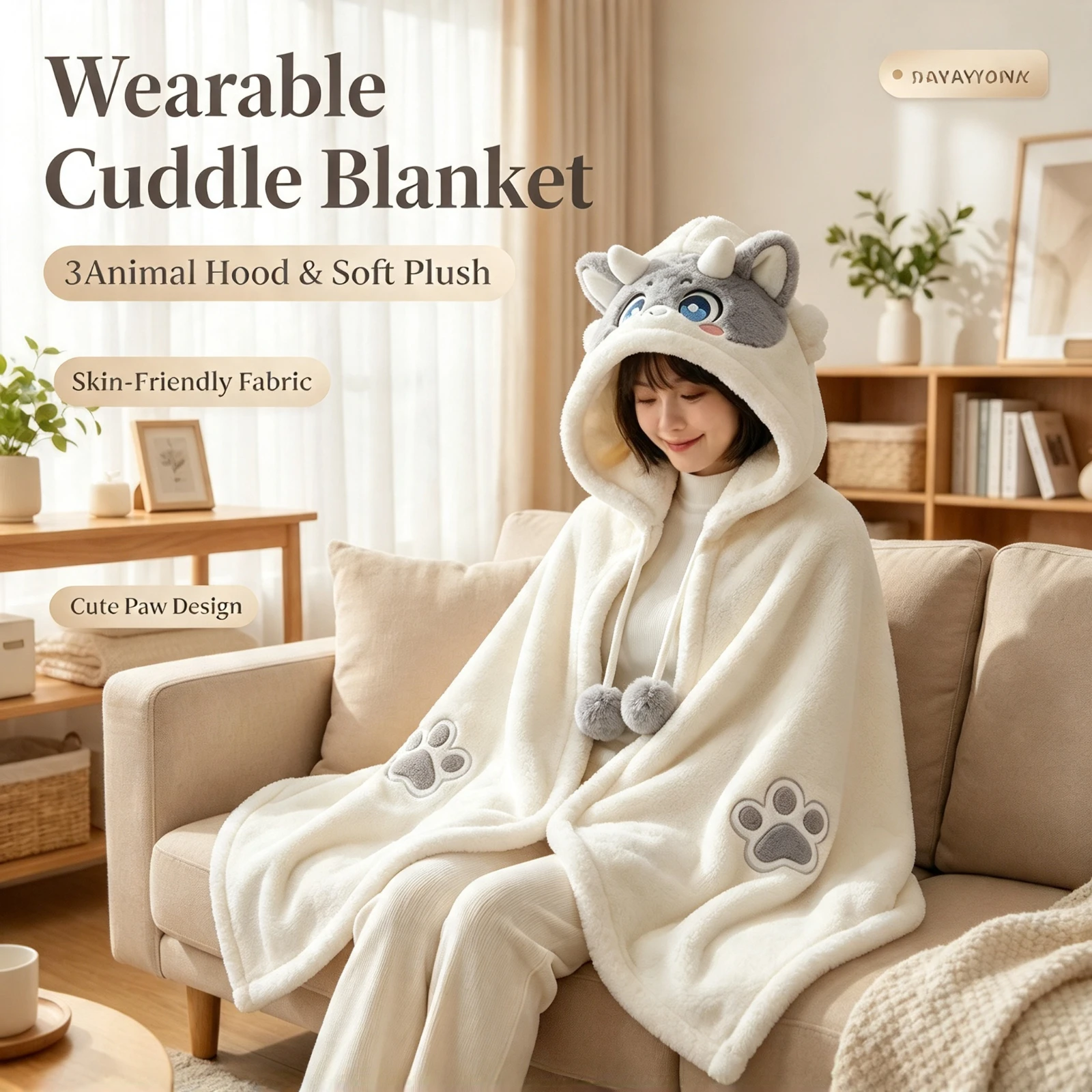 Star Rail Hooded Plush Blanket Anime Character Cloak Soft Flannel Throw Shawl Cute Paw Warm Cape for Sofa Office Nap Home Decor