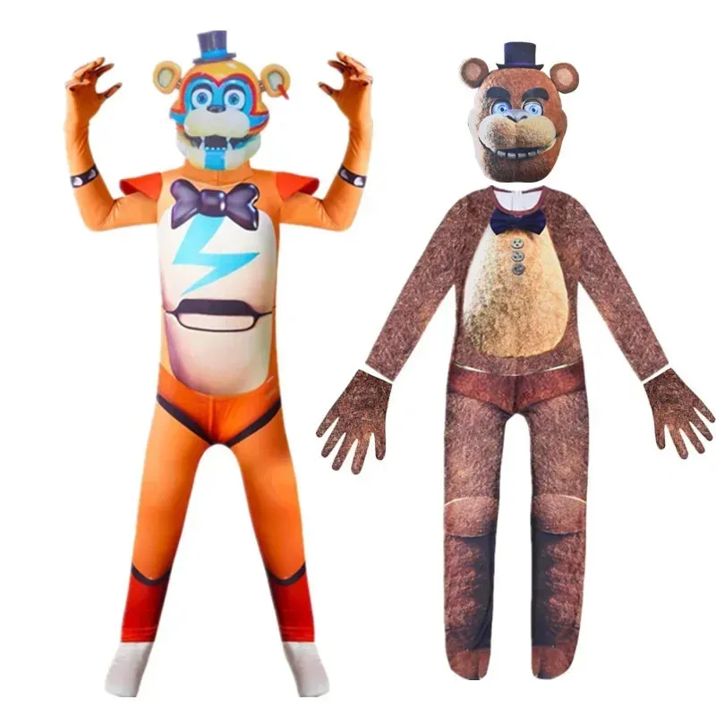 AD1 FNAF Костюм на Хэллоуин для детей Five Nights Freddyed Комбинезон Косплей Кошмар Бонни Fnaf Freddy Аниме Рождественский подарок5 @ rD ~