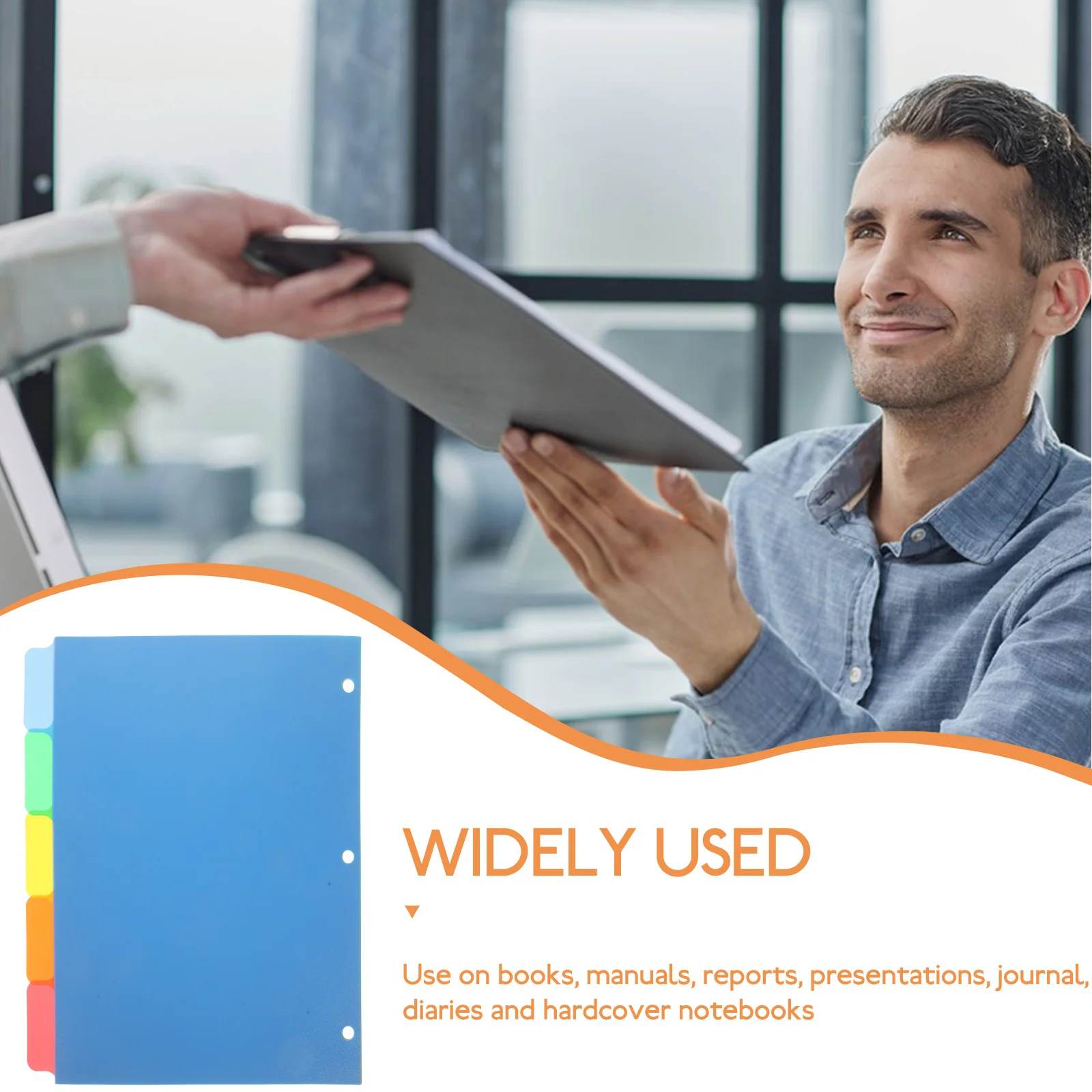 5Pcs Colored Binder Dividers Notebook Index Tabs PP Material for Office Study Page Markers Classification Labels