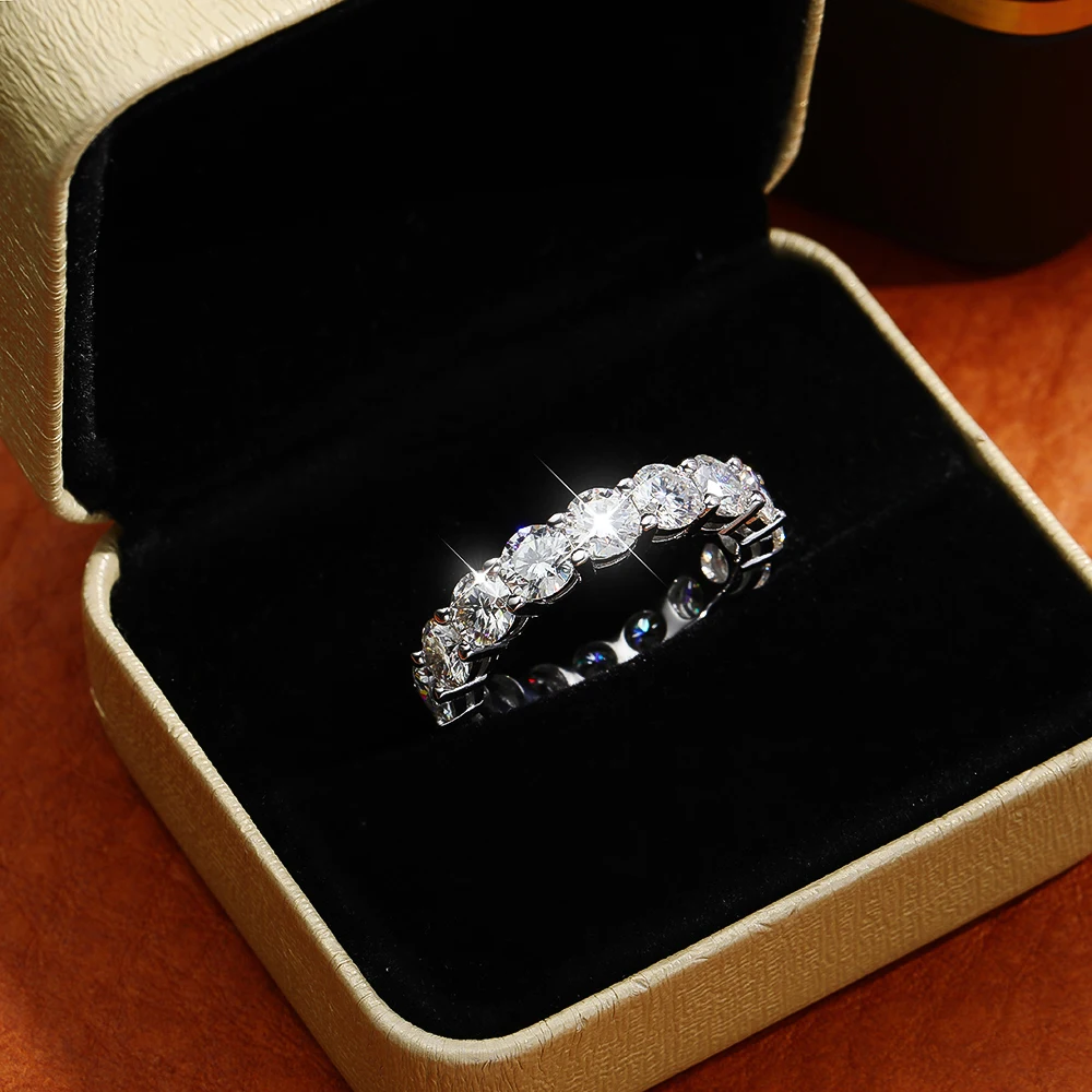 OEVAS 2.2 Carat 3MM Moissanite Full Circle Row Diamond Ring 925 Sterling Silver Pass Diamond Test For Women Wedding Fine Jewelry - Image 6