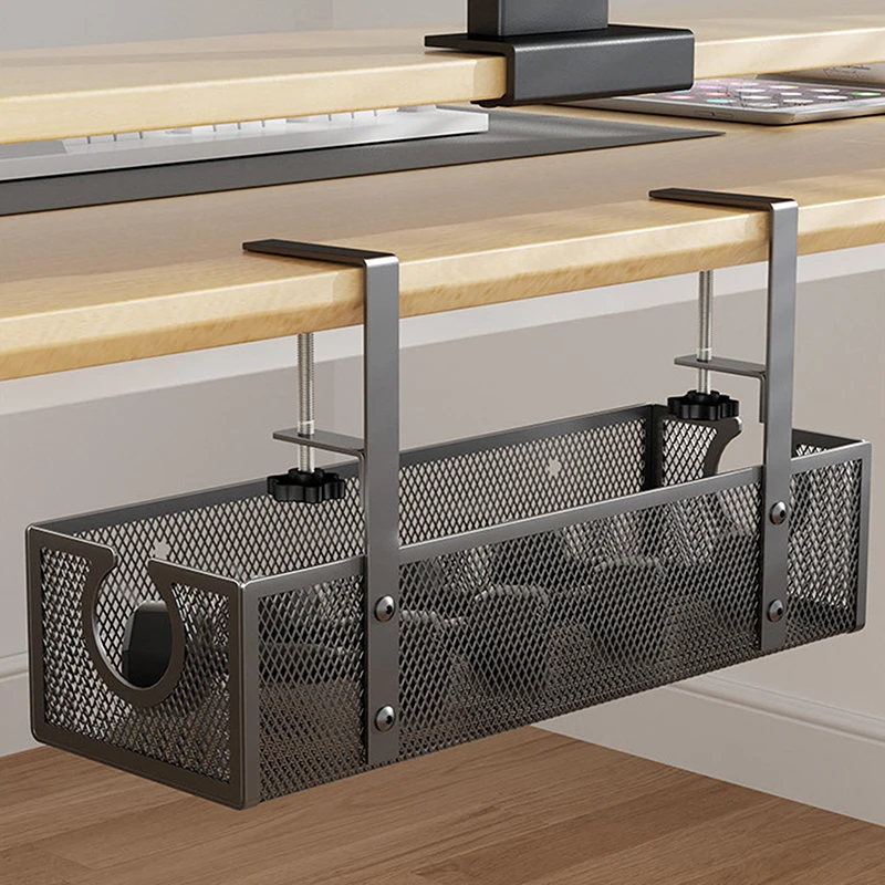 Under Desk Cable Management Tray No Drill Steel Desk Cable Organizer Wire Management Tray Cable Management Rack Storage Shelf