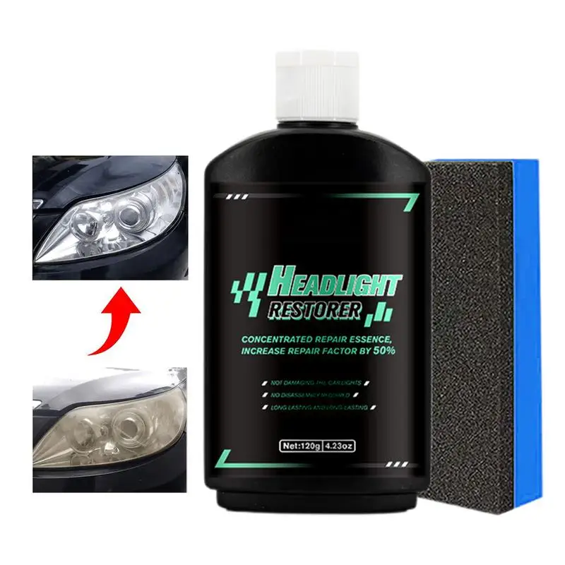 

Car Headlight Cleaner 120g Instant Renewal Restorer Cleaner With Sponge Auto Headlight Repair Polish Cleaner Brings Headlights