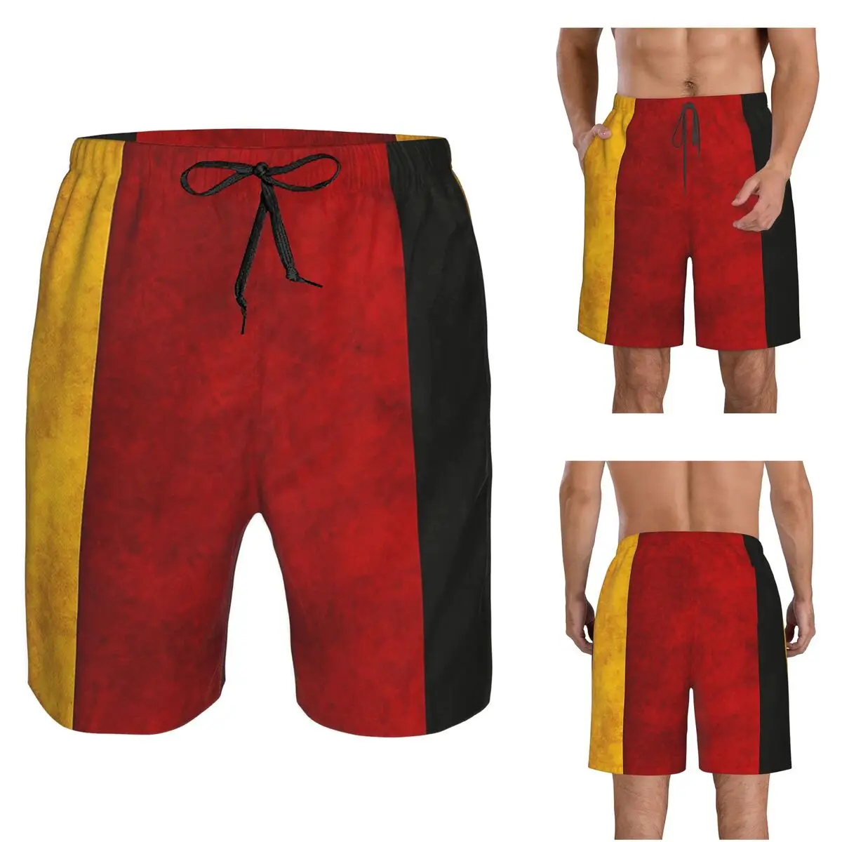 Germany German Flag Texture Trunks Beach Board Shorts Casual Quick Dry Swim Summer Men Pants