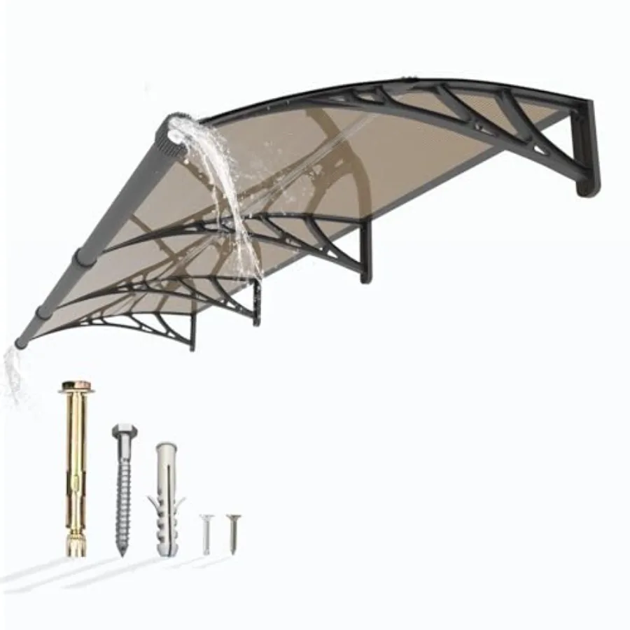 Window Awning Door Canopy, Awnings for Doors Polycarbonate Cover Patio Door Awning UV Rain Snow Sunlight Protection Hollow Shee