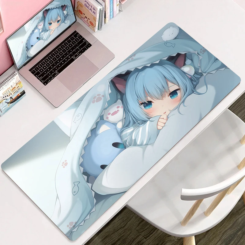 Nekoha Shizuku Mousepad Anime Girl Keyboard Pad Laptop Accessories Large Mouse Pad Non-slip Gaming Table Mat Cartoon Office Pads