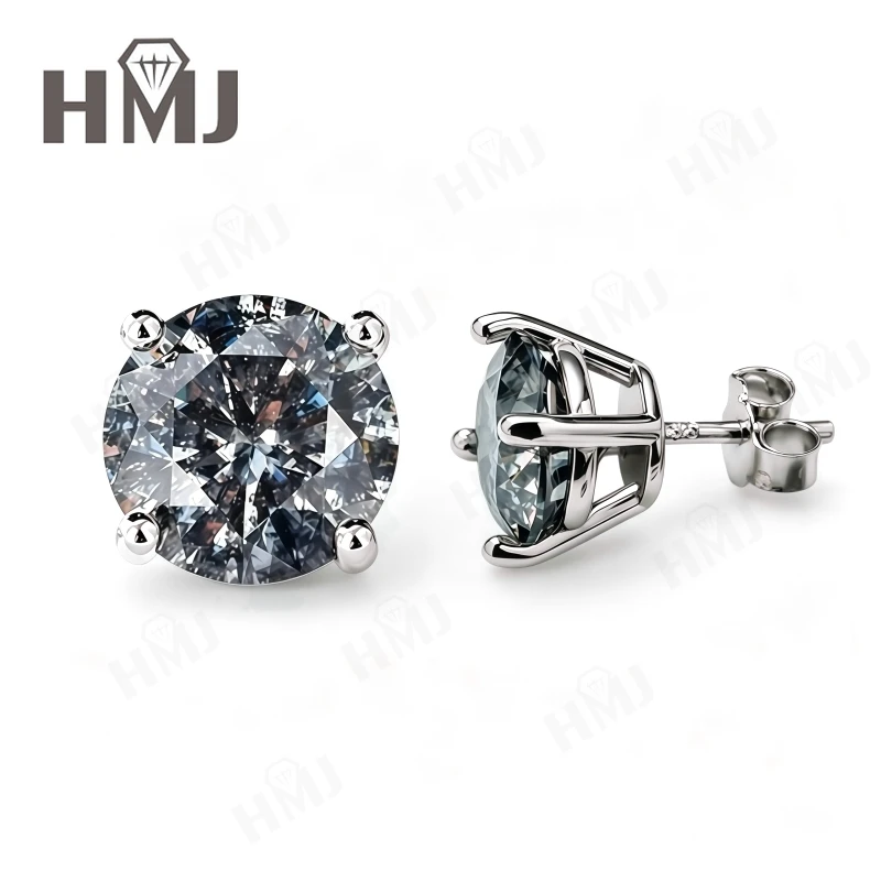 925 Sterling Silber Ohrringe Einzigartige Salz-und-Pfeffer-Diamanten Grau Rundschliff Jubiläums- und Muttertagsgeschenk Feiner Schmuck für Sie – Detail 4