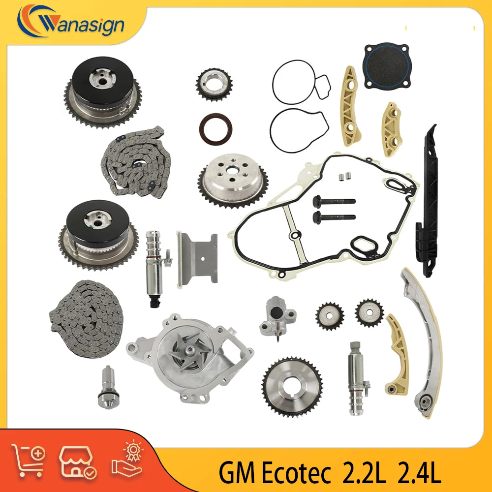Engine Timing Chain Kit VCT Selenoid Actuator Gear Water Pump Fit 2.2 2.4 L L4 GAS For 09-17 GM Ecotec Chevrolet Buick 2.2L 2.4L