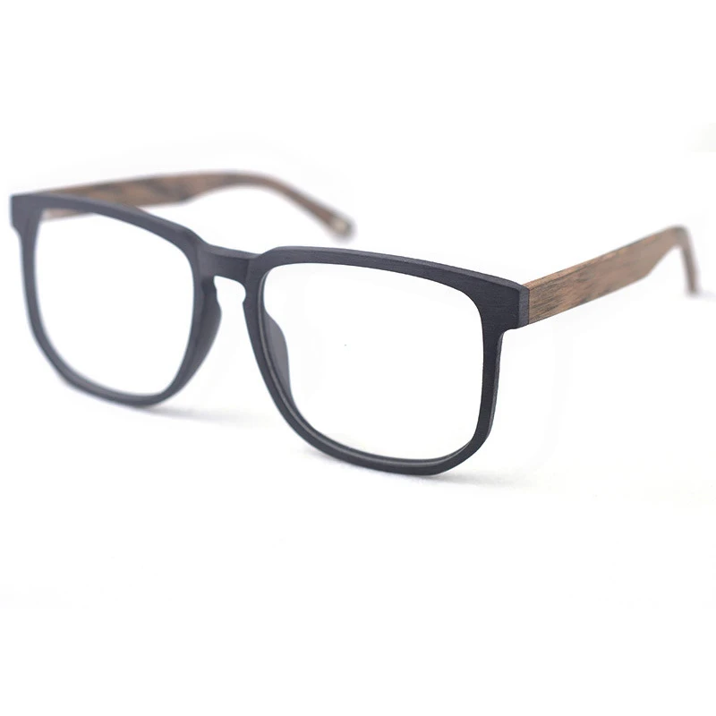 HDCRAFTER Women Men Vintage Retro Wood Glasses Frame Oversized Optical Eyaglasses Frames for Prescription Lens Spectacles