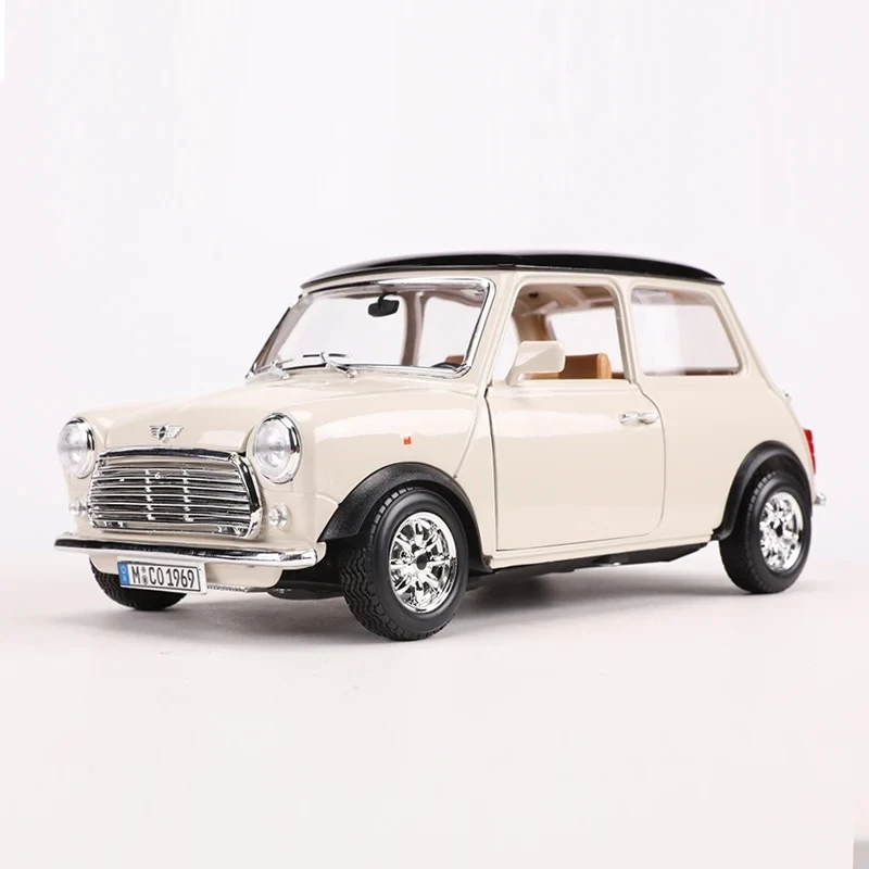 In Stock Bburago 1:18 1969 Bmw Mini Cooper Alloy Miniature Diecast Model 1969 Mini Cooper Retro Car Model Toy Kid Christmas Gift