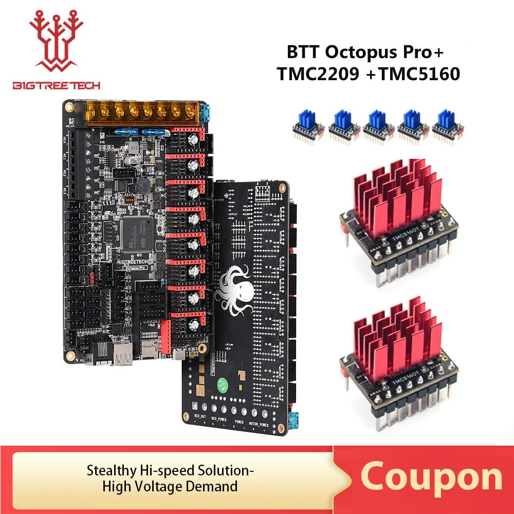 

BIGTREETECH Octopus Pro BTT PI Motherboard Klipper 3D Printer High Speed High Pressure TMC2209 TMC5160 Ender 3 Voron 2.4 Board