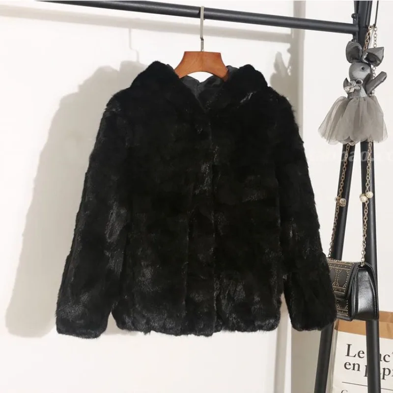 Hot Selling High-quality With Hooded Real Mink Fur Coat Fashionable Autumn Winter New Mink Fur Short Coat