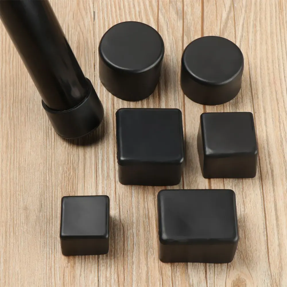 4Pcs/Set Black PVC Chair Leg Caps New Round Bottom Furniture Feet Silicone Pads Non-Slip Covers Floor Protectors Accessories