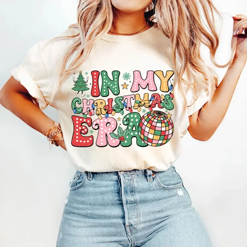 

In My Christmas Era Lights Iron-On Heat Transfer Sticker Patch T-shirts Sweatshirts Fabric Clothing Decals Winter Xmas Decor