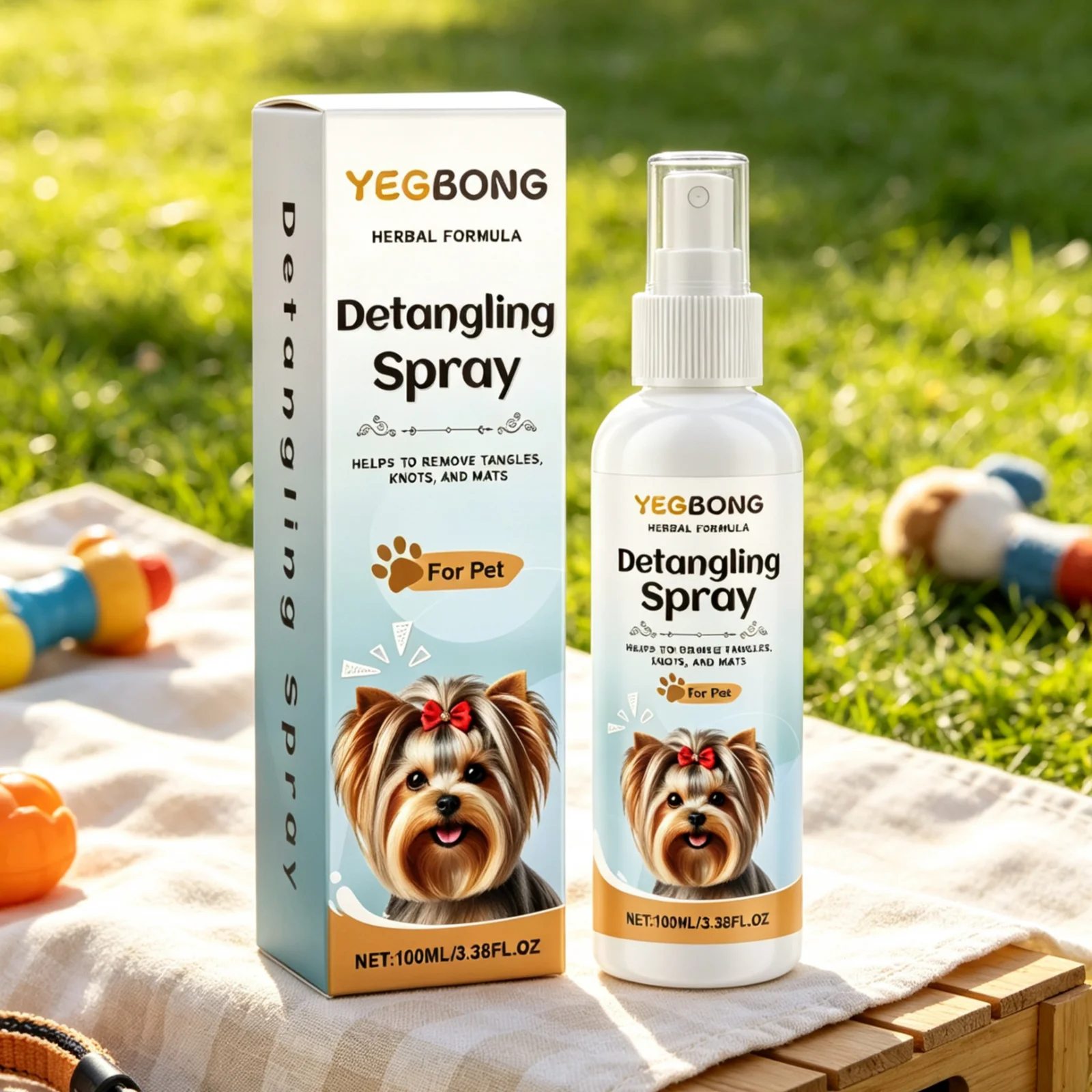 YEGBONG Dog Detangler Spray Soft Smooth Frizz Easy to Comb Fresh Fragrance Prevent from Tangling Nourishing Pet Hair Spray 100ml view 4