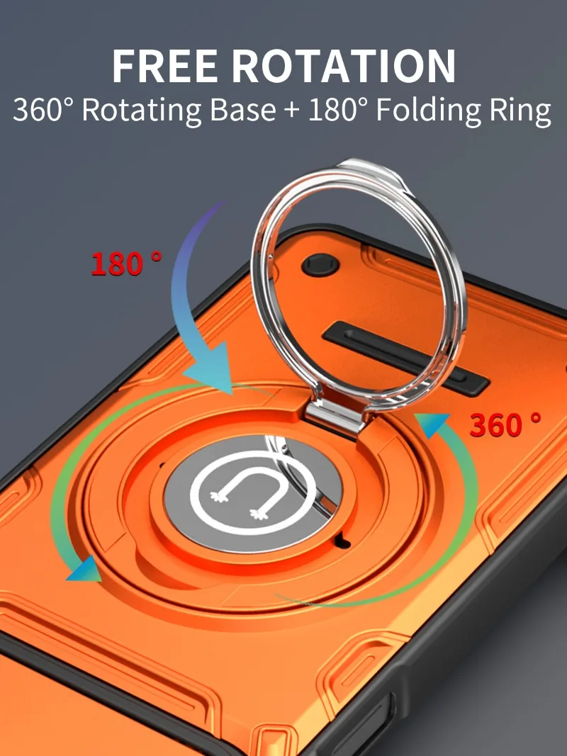 Armor Shockproof Hard Case For Huawei Honor 600 E Lite X80i Honor 500 Smart Slide Lens Protection Magnetic Ring Holder Cover view 2