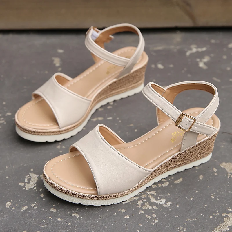 Lightweidght Wedge Sandals for Women Summer 2024 Ankle Strap Platform Sandles Woman Thick Sole Non Slip Beach Sandalias Mujer