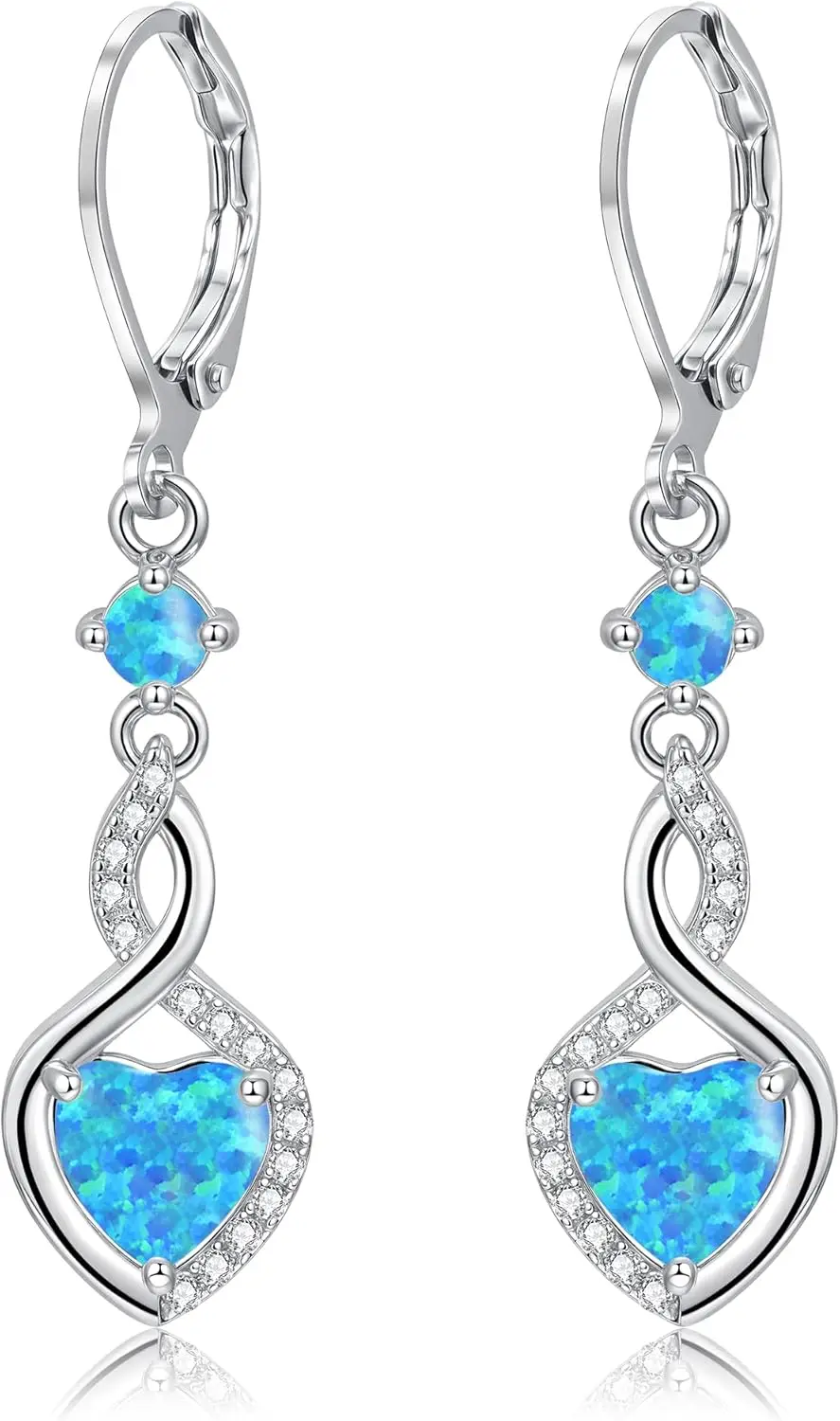 

Серьги-подвески CiNily Opal для женщин и подростков, белое золото 14 карат | Позолоченные серьги-подвески в форме сердца с кубическим цирконием, застежка-лебедушка