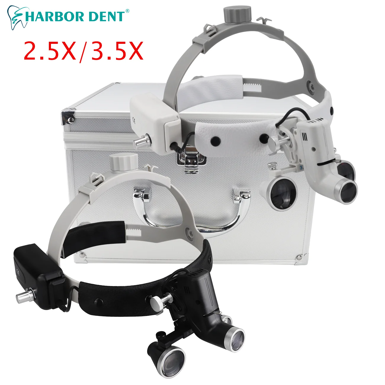 5W Aluminum Box Dental Binocular Loupes 2.5X/3.5XRechargeable Head Lamp With LED Headlight Dentist Magnification Lab Dentistry