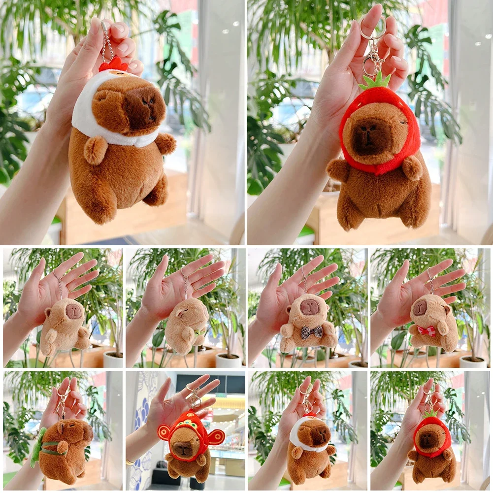 10cm/11cm Cute Capybara Plush Keyring Pendant Soft Stuffed Kawaii Keychain Backpack Pendant Birthday Gifts for Children Kids