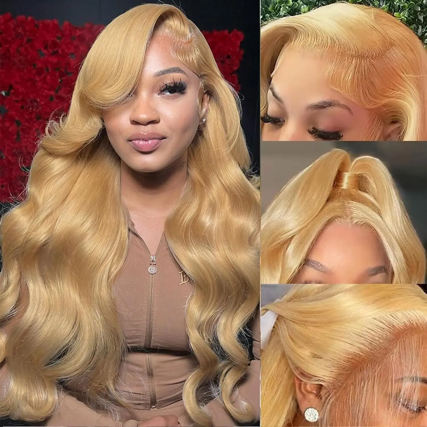 

27# Body Wave Lace Front Wig Human Hair Honey Blonde Human Hair Wig for Women 13x4 Lace Front Wig Human Hair 180% Density