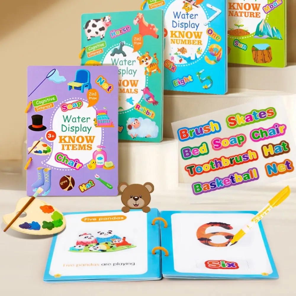 Colorazione con penna Giochi da disegno ad acqua Montessori Disegno educativo precoce Giocattoli Montessori Libro da disegno riutilizzabile per bambini