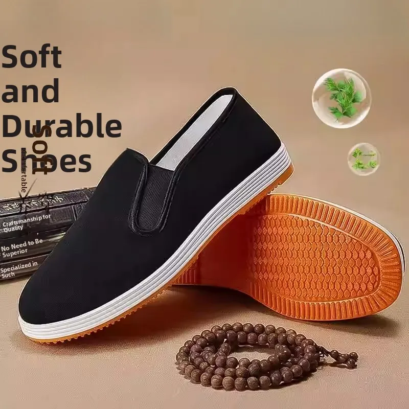 

Весна 2026: Новые мужские слипоны из канваса в пекинском стиле, спортивные туфли с утолщенной подошвой из бычьего сухожилия, дышащие повседневные туфли