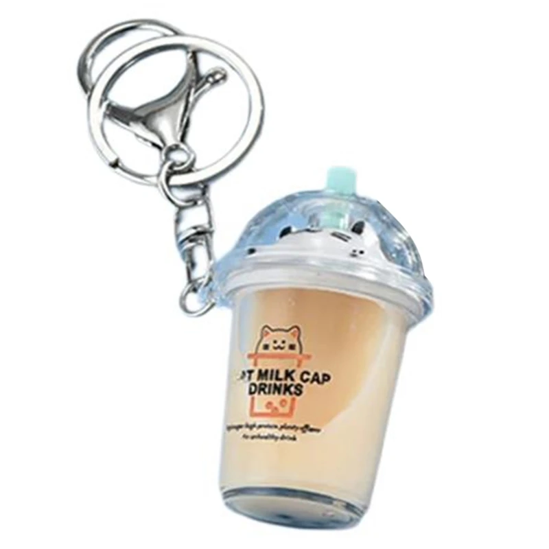 Fast Reach Creative Bubble Acrylic Milk Tea Shaped Couple Key Rings Phone Adorment