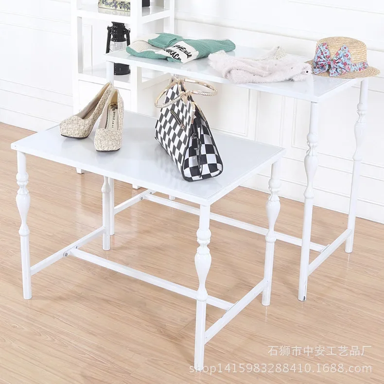 Clothing store display rack, Zhongdaorack, clothesstore, wrought iron flowing watertable, high and low storagetable, coffee