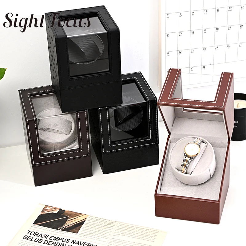 US/EU/JP/EN/AUS Plug Holders Watch Winder Box for Automatic Mechanical Watch Winder Storage Box Self-Wind Clock PU watch Winding