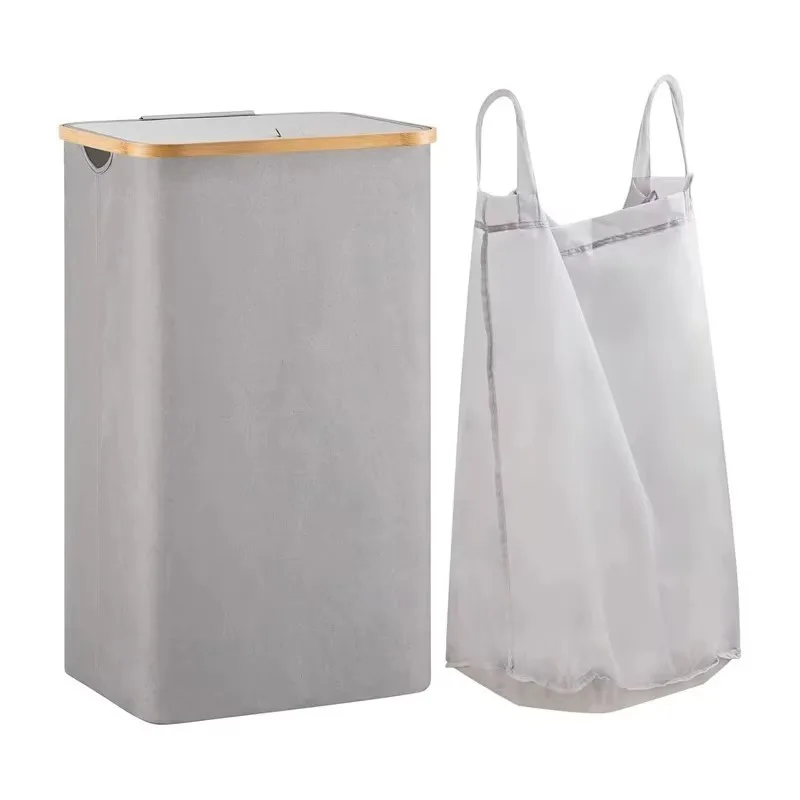 Environmentally friendly fabric, large-capacity foldable household storage basket, simple design, laundry with lid