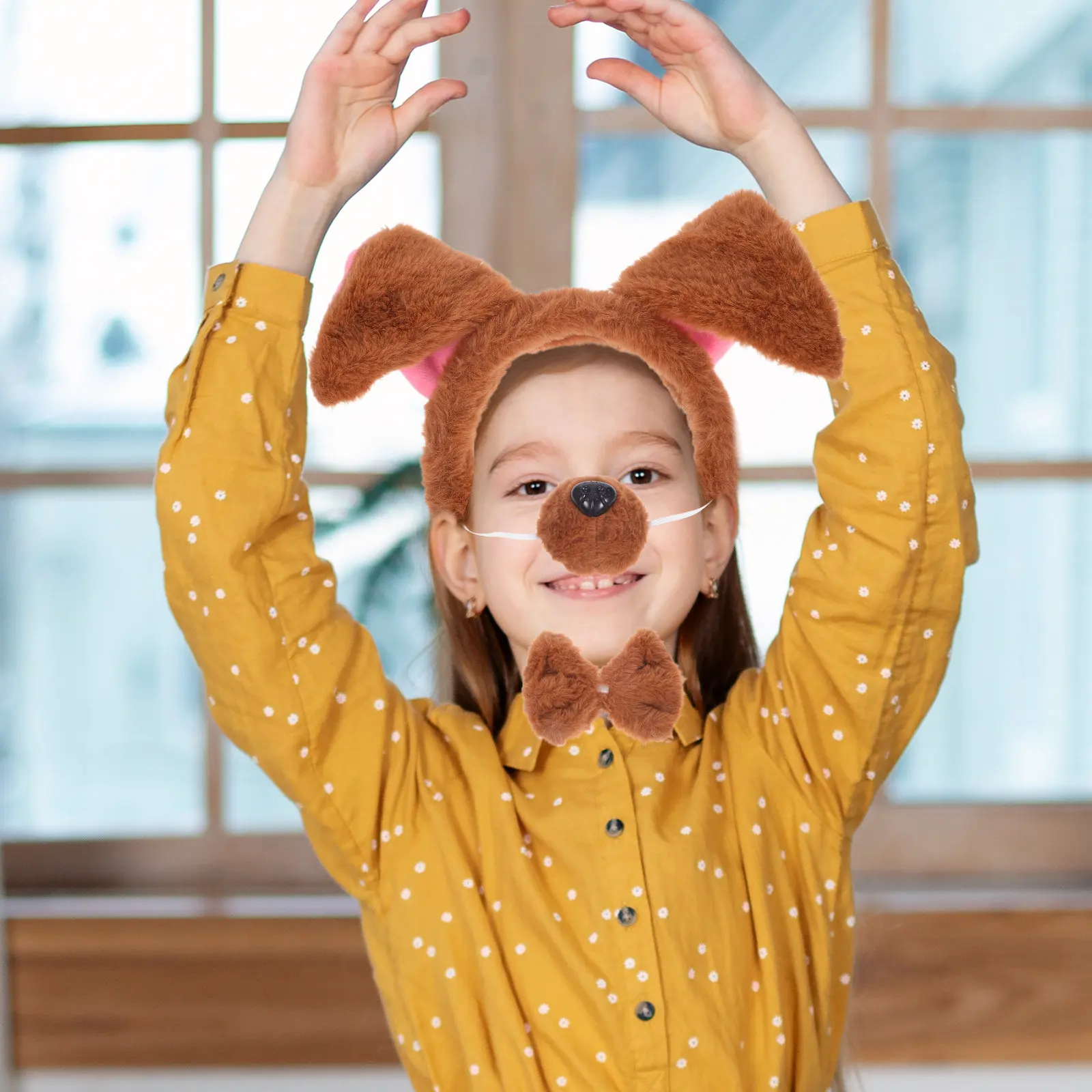 4Pcs Animal Headband Set Dog Ears Adjustable Wire Puppy Party Hair Hoop Cosplay Accessories for Children Adults