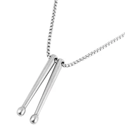 Drum Necklace Women Drumsticks Punk Jewelry Fashion Pendant Chains Stainless Steel Drummer Miss Mens Choker