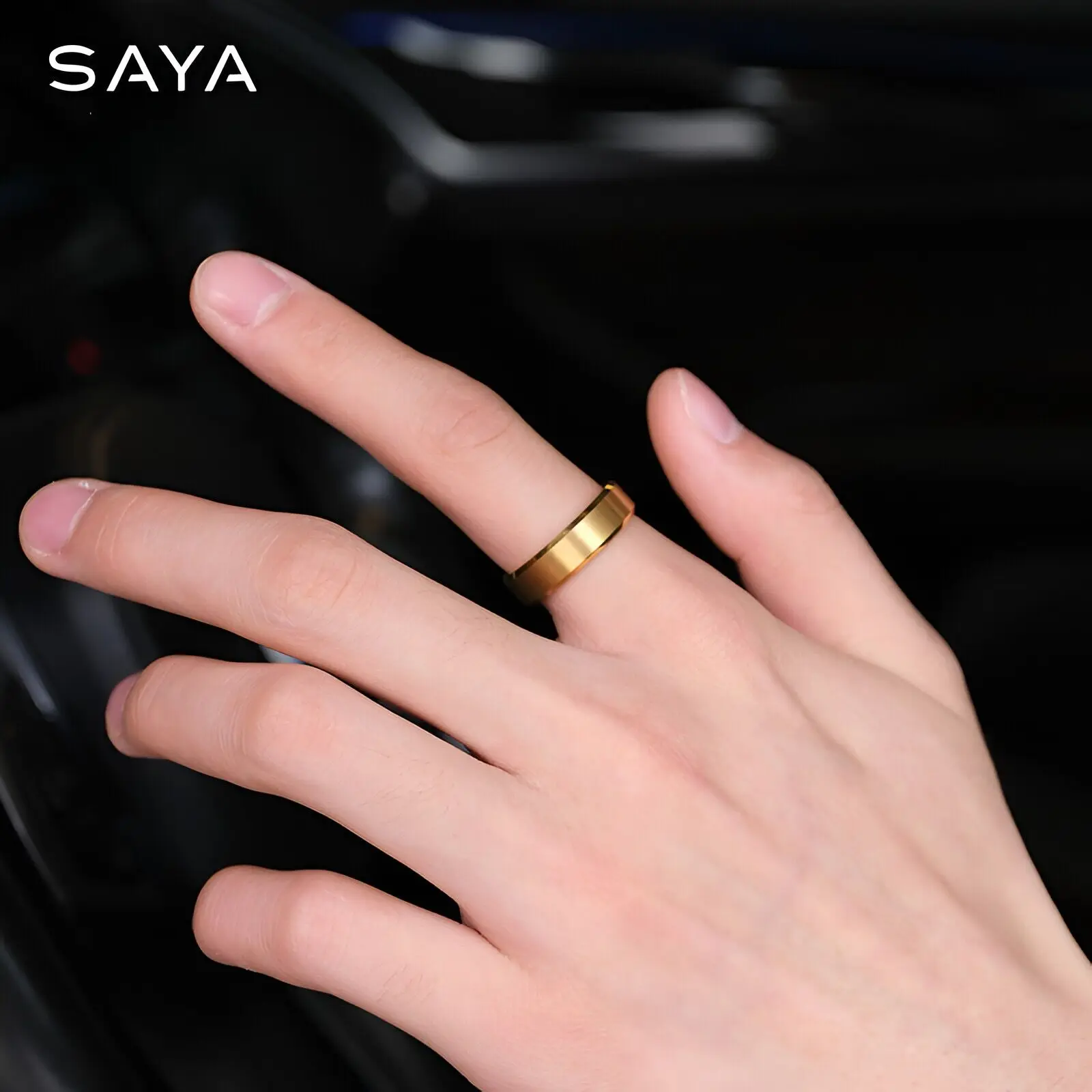 2023 New Tungsten Gold Rings Men And Women Fashion Shining Retro Frosting Party Wedding,Engraving