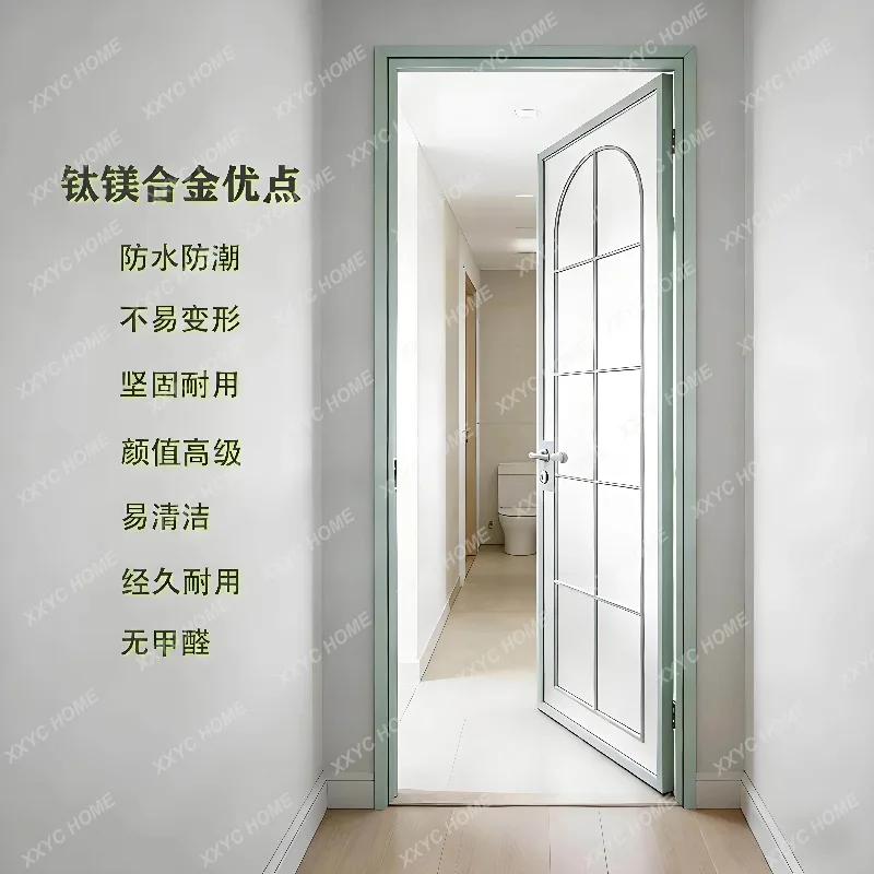 XX titanium magnesium aluminum alloy bathroom door kitchen toilet partition balcony glass casement door