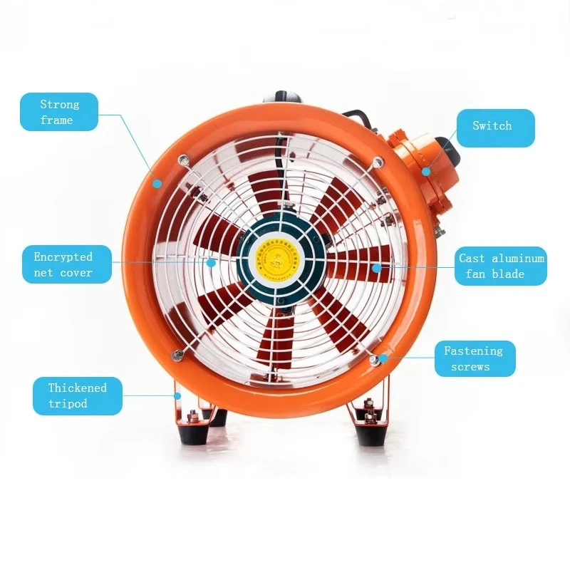 Industrieller tragbarer axialer explosionsgeschützter Abluftgebläse-Lüfter