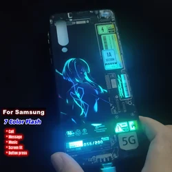 Art Line Selfie Flash Case For Samsung S22 S21 S20 Ultra FE Plus A52 A13 A72 A73 Note 20 Ultra 10 Plus Lite 8 9 LED Anime Cover