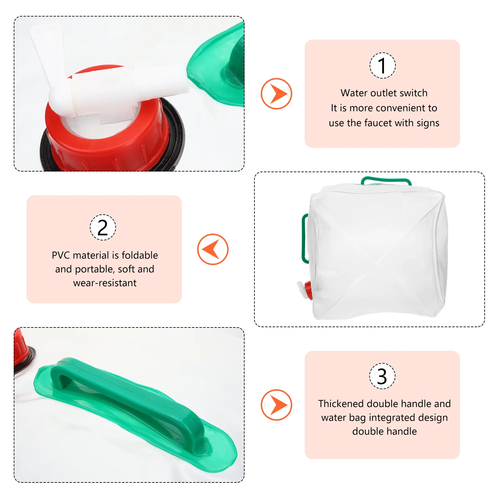 

Portable Water Container 5L Foldable Camping Water Bag Lightweight Leak-Proof For Hiking Travel Outdoor Storage
