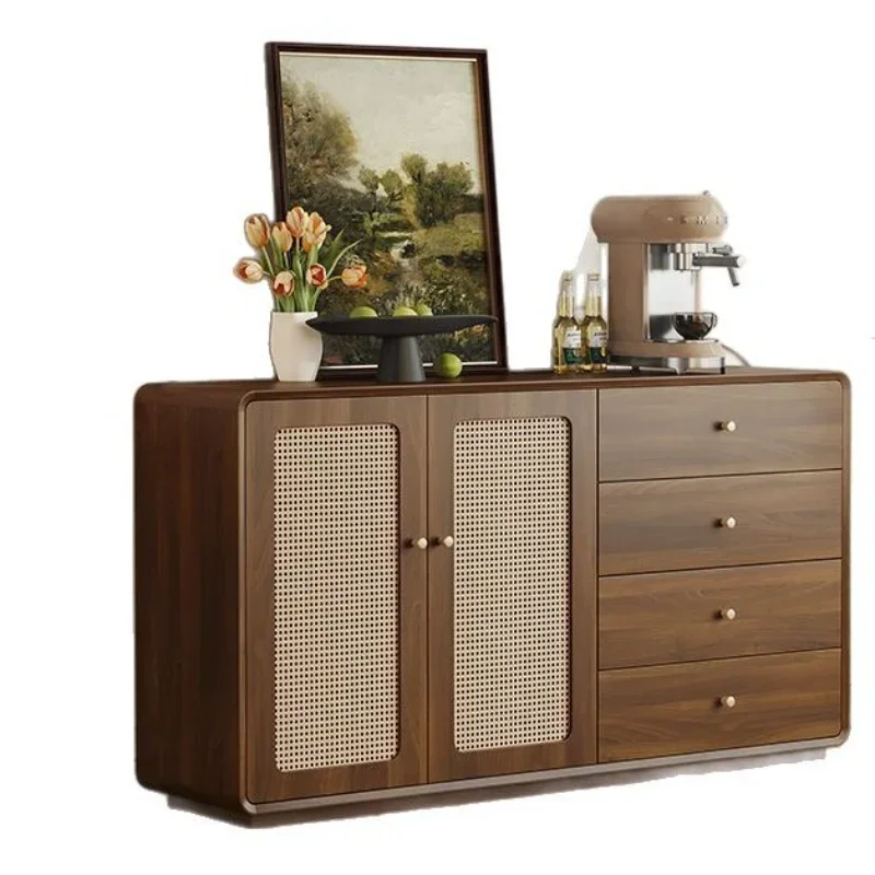 

chest living room storage small vertical cabinet retro rattan door leaf storage cabinet bedroom storage against the wall
