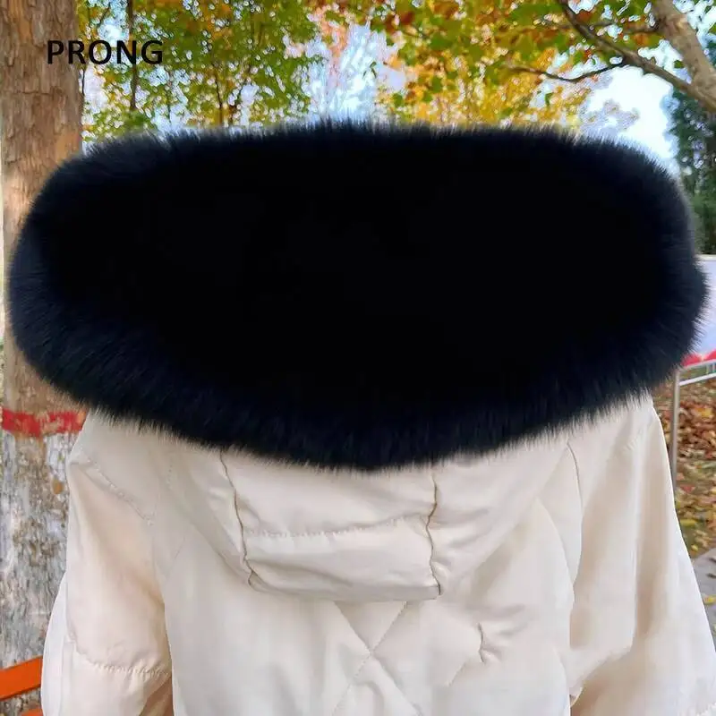Super large real fox fur collar, single purchase down jacket pie, overcome male and female universal real fur hat collar, wool view 2